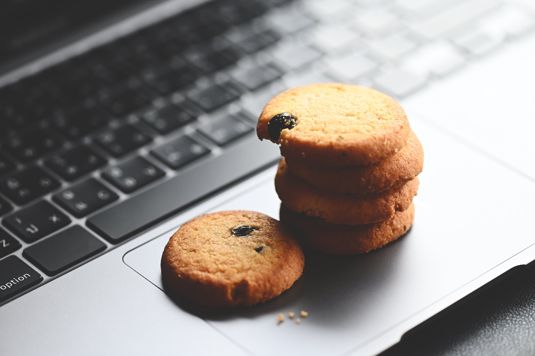 internet cookies, mini cookies on keyboard computer laptop for i